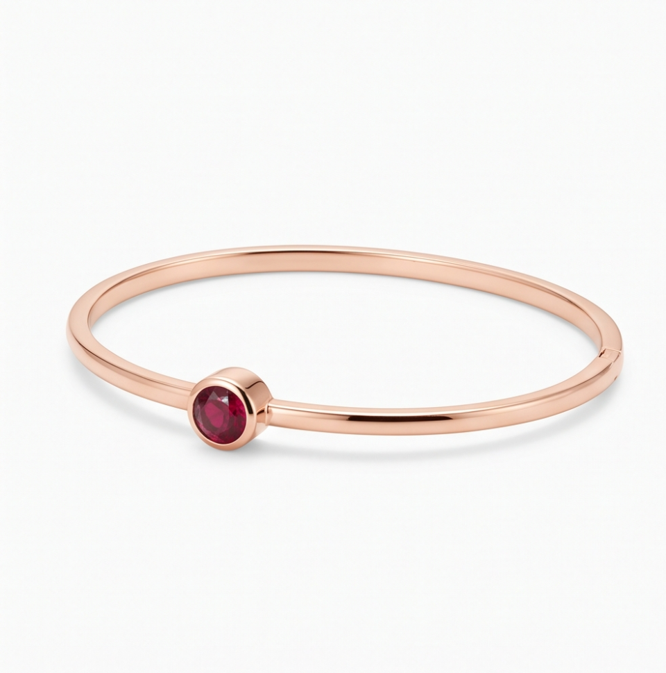 Ruby Accent Bangle Bracelet