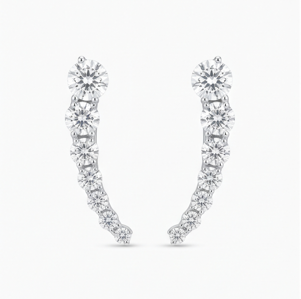Graduated Diamond Ear Climbers