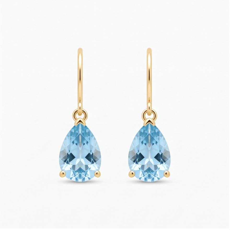 Aquamarine Pear Drop Earrings
