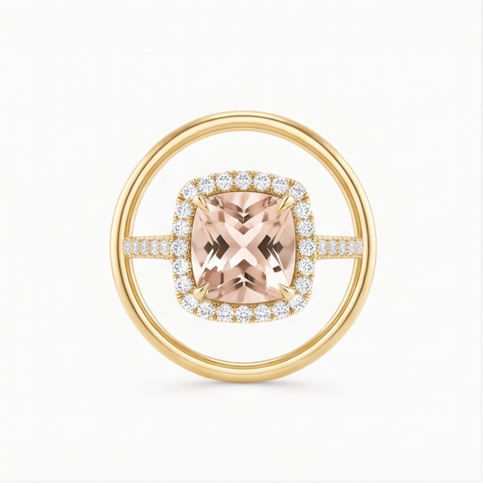 Morganite Cushion Ring