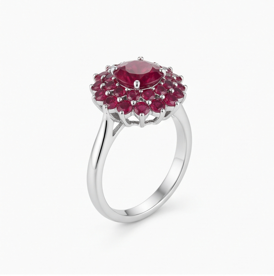 Ruby Cluster Cocktail Ring